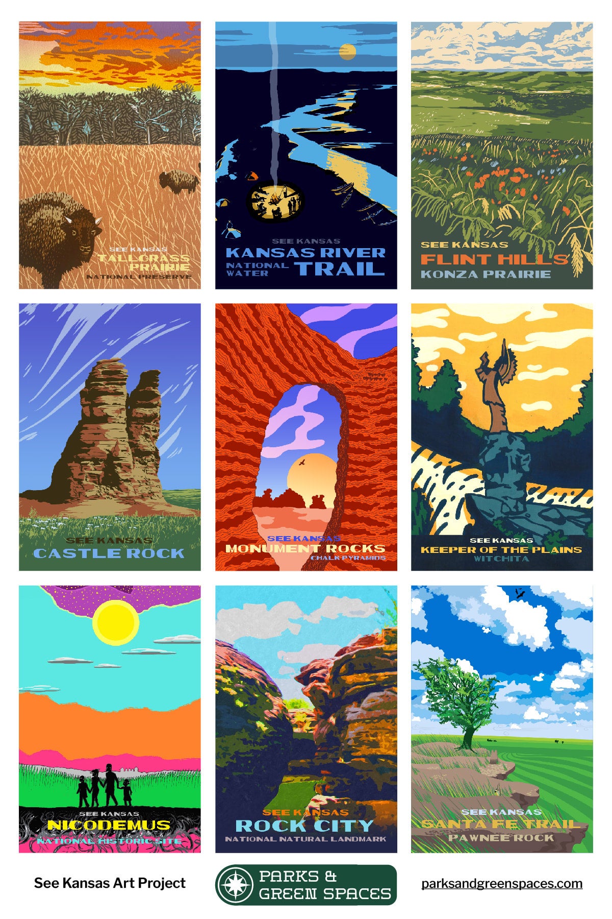 National Park Print set Set of 5 Prints National Park Art 